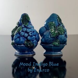 1960s Mood Indigo Blue Glossy 3 1/2" Ceramic Salt & Pepper by Inarco (Japan)